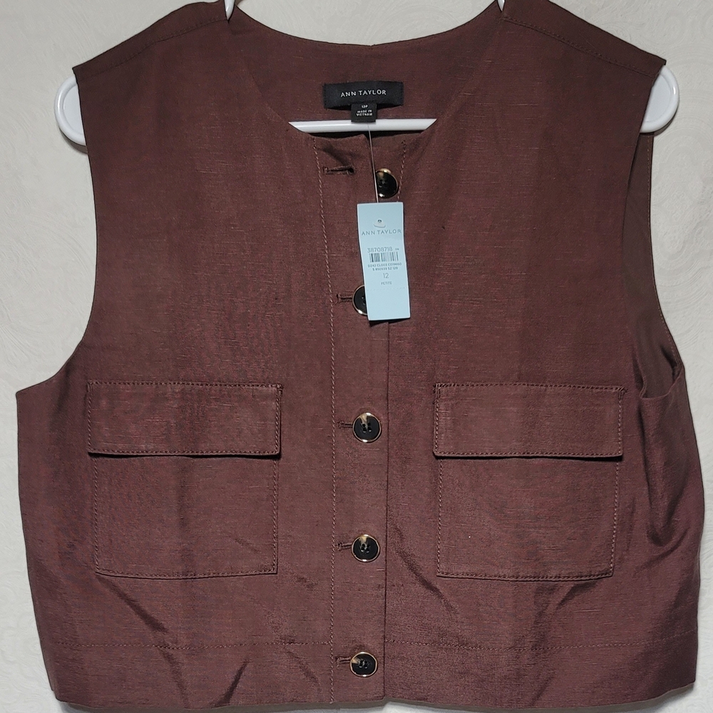 Ann Taylor Chocolate Button-Up Vest